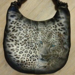 ❤️ICON Art to Wear Snow Leopard Endangered Species XL Hobo Bag Purse